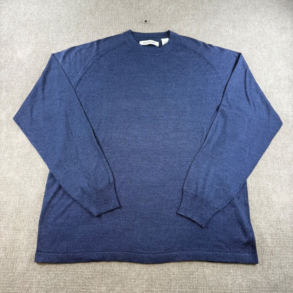 Pronto Uomo Mens XL Blue 100% Silk Crewneck Raglan Long Sleeve Sweater Knit Top - Picture 1 of 6